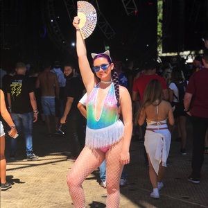 Rave with mi gente shattered disco bodysuit